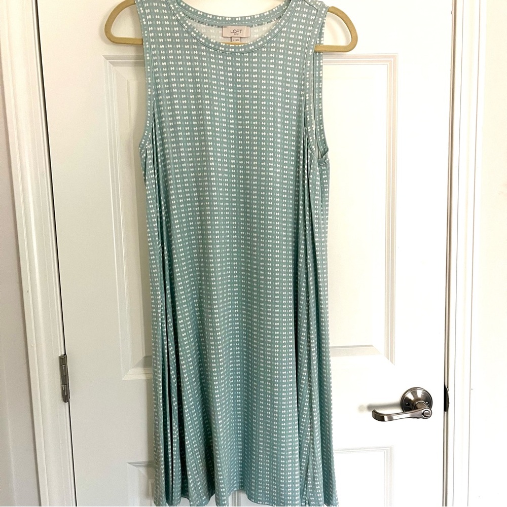 LOFT Green Sleeveless Sundress Midi